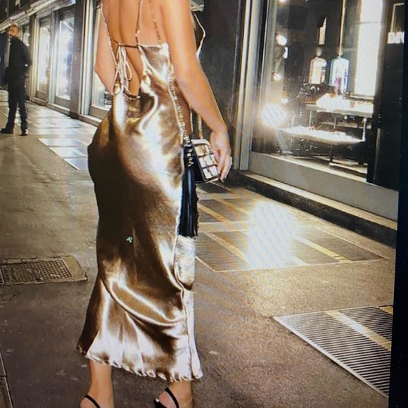 public desire gold dress Tie back detail cami maxi in metallic! Mexican Fiesta Dress